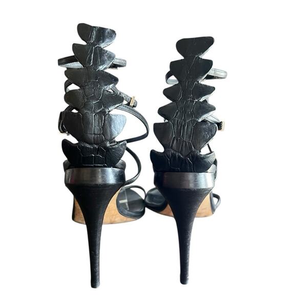 Fendi Women’s Ava Black Leather Crocodile Strappy Sandals Stiletto Heels Size 39 - Picture 8 of 15